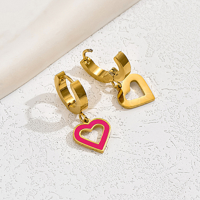201 Stainless Steel Minimalist Heart-shaped Earrings for Women Vacation Date Casual Gift WC5302-1