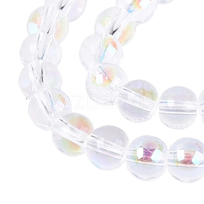 Transparent Electroplate Glass Beads Strands EGLA-Q132-6MM-01A-11-1