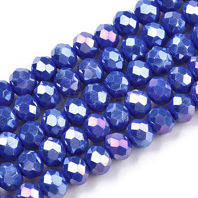 Electroplate Glass Beads Strands EGLA-A034-P4mm-B07A-1
