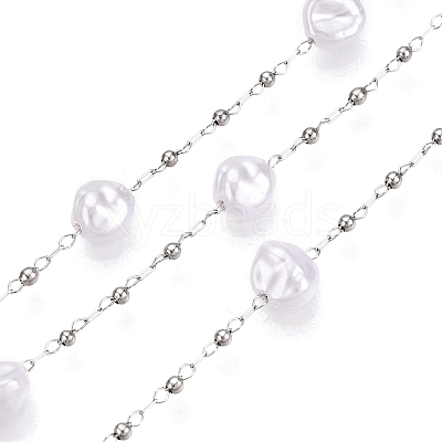Handmade ABS Plastic Imitation Pearl Beads Chains CHS-T006-07P-1