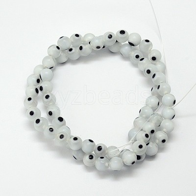 Handmade Evil Eye Lampwork Round Bead Strands LAMP-L055-8mm-13-1
