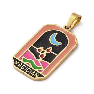 Ion Plating(IP) 304 Stainless Steel Enamel Pendants STAS-Q003-01G-024-1