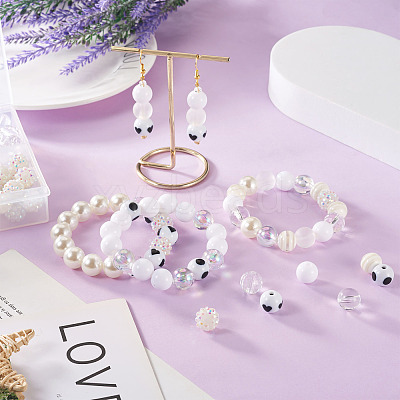 160Pcs 10 Style ABS Plastic Imitation Pearl Beads & Transparent & Opaque Acrylic Beads FIND-SW0001-31-1