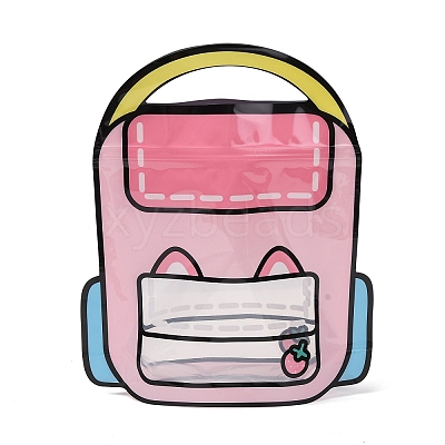 2Pcs Backpack Shaped Plastic Gift Storage Resealable Bags with Handles PL-CBADA12-01B-1