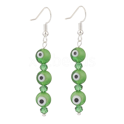 7 Pairs 7 Color Lampwork Evil Eye & Glass Beaded Dangle Earrings EJEW-JE05086-1
