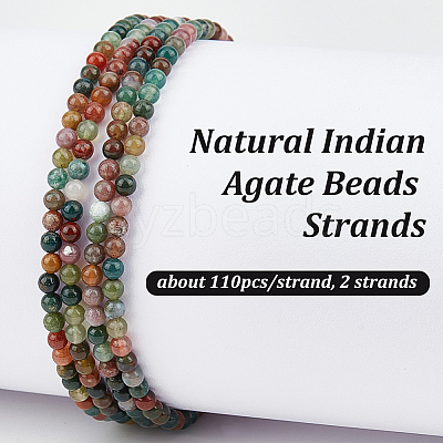 2 Strands Natural Indian Agate Beads Strands G-OC0005-65-1
