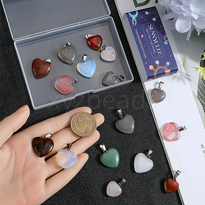 18pcs 9 styles Natural & Synthetic Mixed Gemstone Pendants G-SC0002-59-1