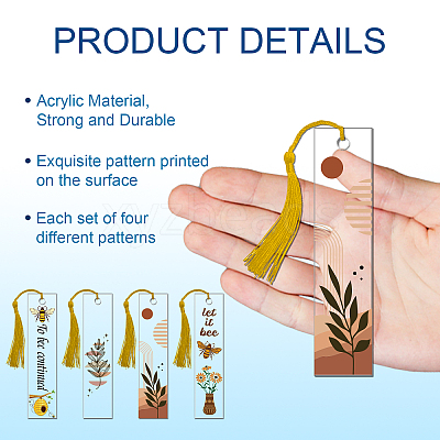 4Pcs Acrylic Bookmarks AJEW-GL0001-73A-1
