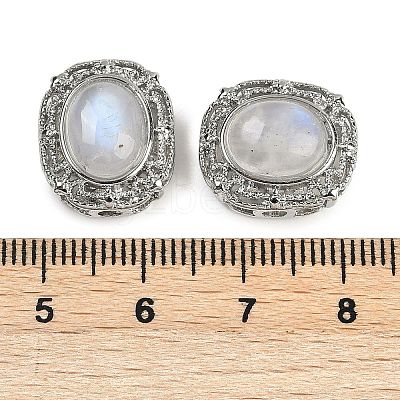Brass Pave Natural Rainbow Moonstone Oval Multi-Strand Links G-C172-04P-1