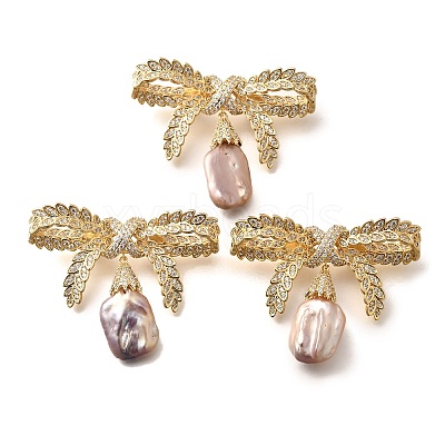 Bowknot Brass Micro Pave Cubic Zirconia Brooches for Women JEWB-N001-20G-1