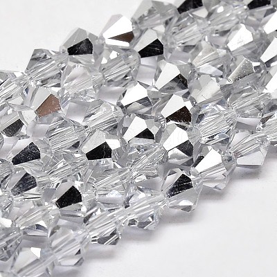 Imitate Austrian Crystal Electroplate Bicone Glass Faceted Bead Strands GLAA-F029-6x6mm-B01-1