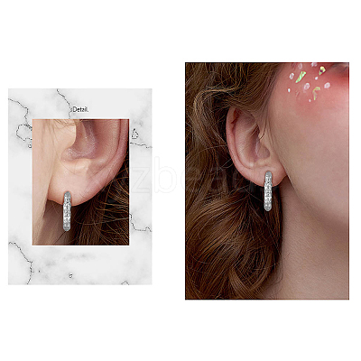 Rhodium Plated 925 Sterling Silver Huggie Hoop Earrings JE908A-1