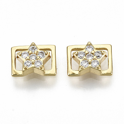 Brass Micro Pave Clear Cubic Zirconia Cabochons KK-S061-55G-NR-1