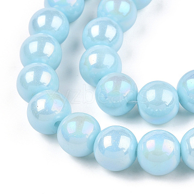 Electroplate Opaque Glass Beads Strands GLAA-T032-P8mm-AB10-1