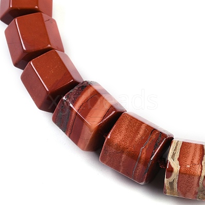 Natural Red Jasper Hexagon Prism Graduated Beaded Necklaces for Women Men NJEW-K388-03M-1