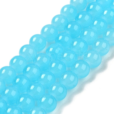 Baking Paint Imitation Jade Glass Round Bead Strands X1-DGLA-Q021-8mm-06-1