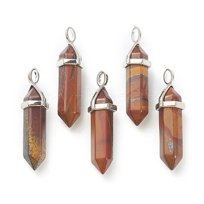 Natural Tiger Iron Pointed Pendants G-M378-01P-A30-1