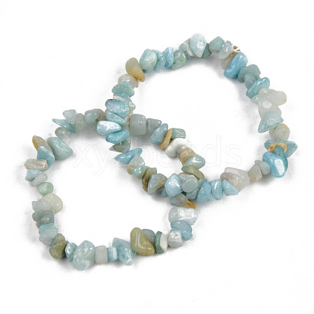 Unisex Chip Natural Flower Amazonite Beaded Stretch Bracelets BJEW-S143-26-1