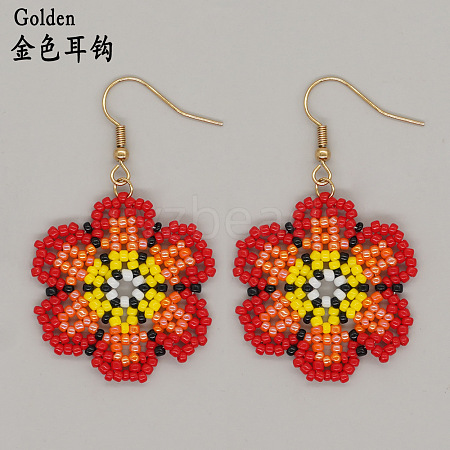 Bohemian Style Glass Beaded Flower Fashion Dangle Earrings JS3364-3-1