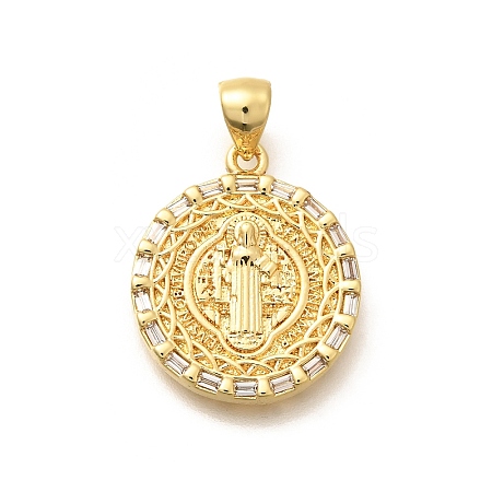 Religion Themed Rack Plating Brass Micro Pave Cubic Zirconia Pendants KK-L226-007G-18-1