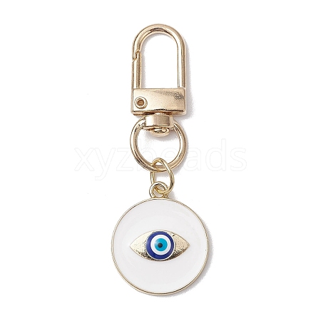 Flat Round with Evil Eye Alloy Enamel Pendant Decorations HJEW-JM02408-01-1