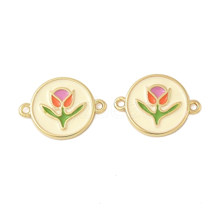 Brass Colorful Enamel Connector Charms KK-C110-10G-1