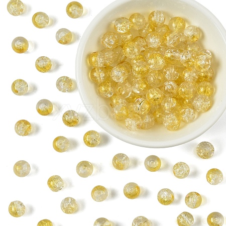 100Pcs Transparent Spray Painted Crackle Glass Beads GLAA-YW0005-15H-1