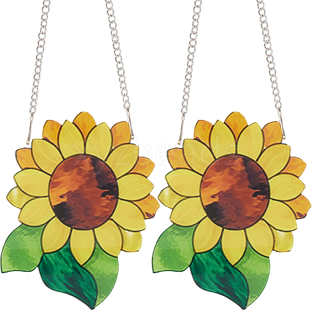 2 Sets Sunflower Suncatchers AJEW-CN0002-22-1