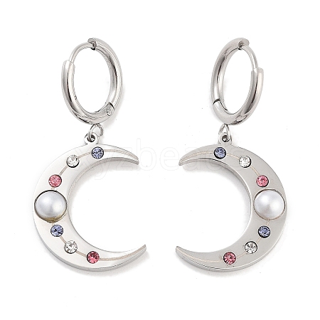 Moon 304 Stainless Steel Dangle Earrings EJEW-L283-084P-1