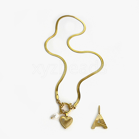 304 Stainless Steel Letter and Heart Pendant Necklaces for Women FS-WG694DF-01-1