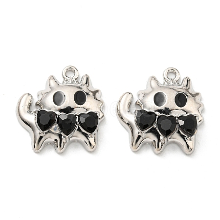 Rack Plating Alloy Enamel with Rhinestone Pendants PALLOY-K010-40P-1