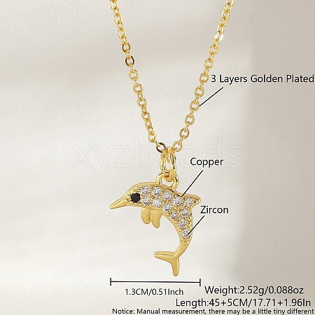 Ocean Summer Brass Pave Clear Cubic Zirconia Pendant Necklaces FS-WG8D1A7-28-1