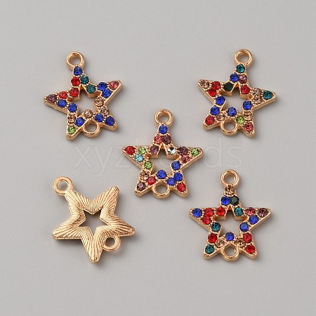 Alloy Colorful Rhinestone Connector Charms FIND-TAC0020-06-1