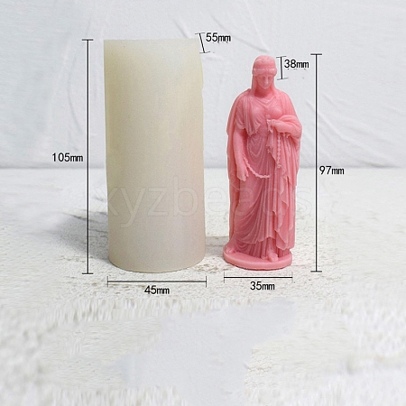 3D Buddhist Woman DIY Food Grade Silicone Statue Candle Molds PW-WG89310-01-1