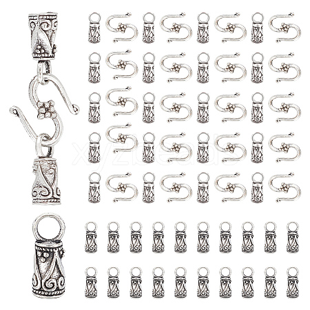  100PCS Tibetan Style Alloy Cord Ends with 100PCS Alloy Hook and S-Hook Clasps TIBE-NB0001-28-1