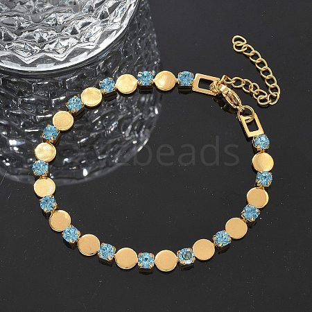 304 Stainless Steel Rhinestone Cup Chain Bracelets for Women BJEW-F488-26D-G-1