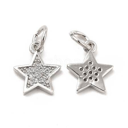 Brass Micro Pave Cubic Zirconia Charms KK-E068-VB247-1