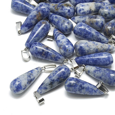 Natural Blue Spot Jasper Pendants G-T081-13-1