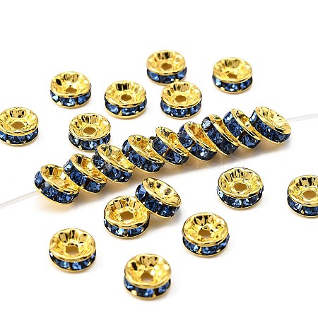Brass Grade A Rhinestone Spacer Beads RSB038NF-14G-1