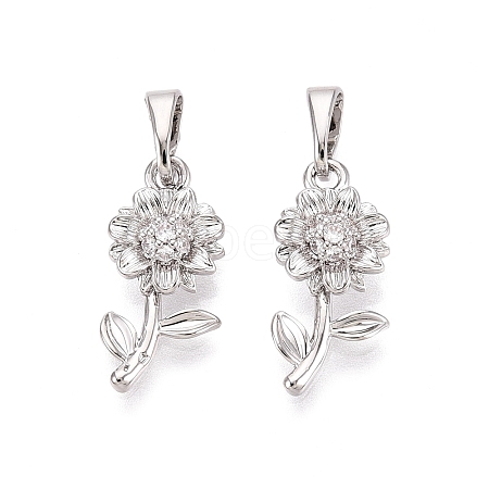 Brass Micro Pave Clear Cubic Zirconia Pendants KK-Q073-02P-1