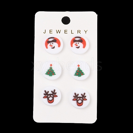 Christmas Theme Acrylic Stud Earrings for Women EJEW-U016-08P-1