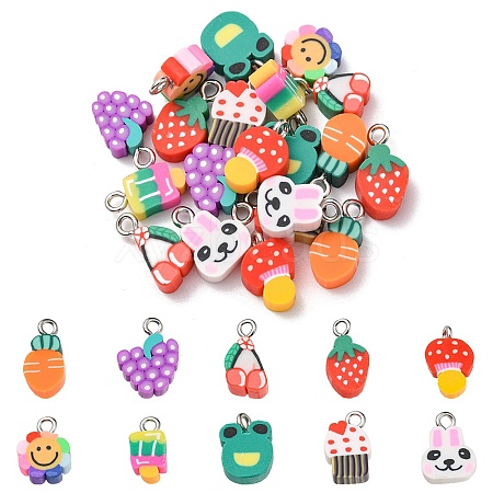 20Pcs 10 Style Handmade Polymer Clay Charms CLAY-YW0001-75-1