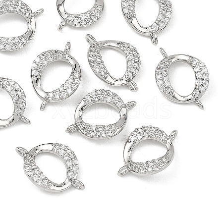 SHEGRACE Brass Micro Pave Clear Cubic Zirconia Connector Charms XGRQ3P221-601P-1