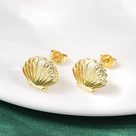 Brass Stud Earrings EJEW-R032-02G-1