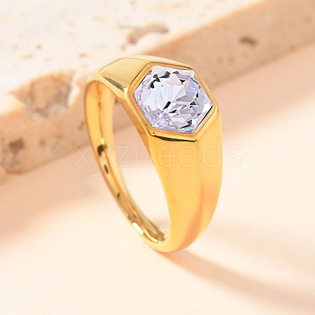 304 Stainless Steel with Cubic Zirconia Finger Rings FS-WG76F9A-35-1