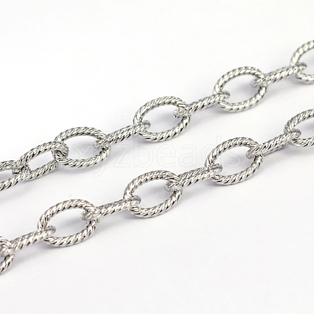 Tarnish Resistant 3.28 Feet 304 Stainless Steel Textured Cable Chains X-CHS-O005-67-1