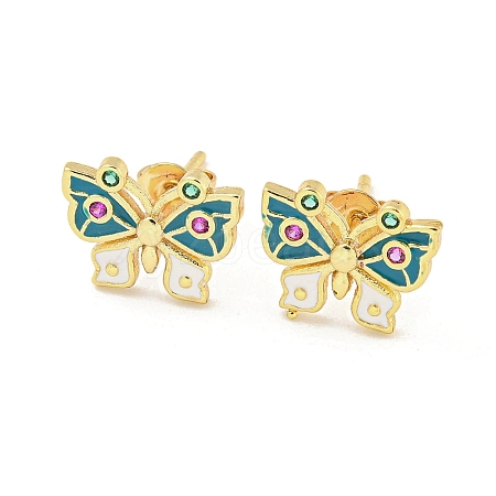 Butterfly Real 18K Gold Plated Brass Stud Earrings EJEW-L269-095G-01-1