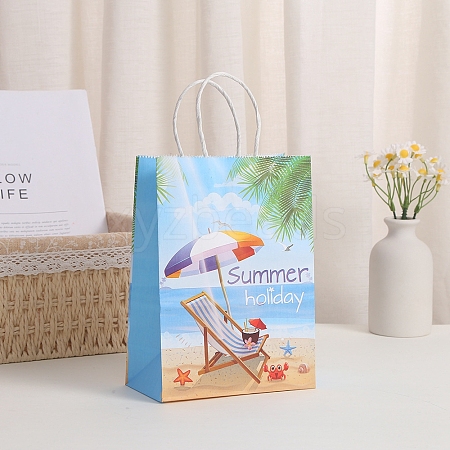 Summer Printed Paper Gift Tote Bags with Handles PW-WG5B93C-06-1