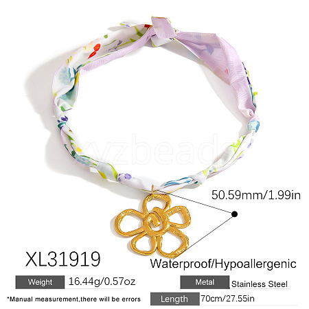 304 Stainless Steel Pendant Printed Scarf Necklaces FS-WGD2FA8-17-1