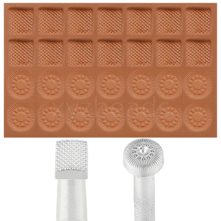 2Pcs 2 Styles DIY Alloy Steel Leathercraft Stamps TOOL-GF0003-53C-1